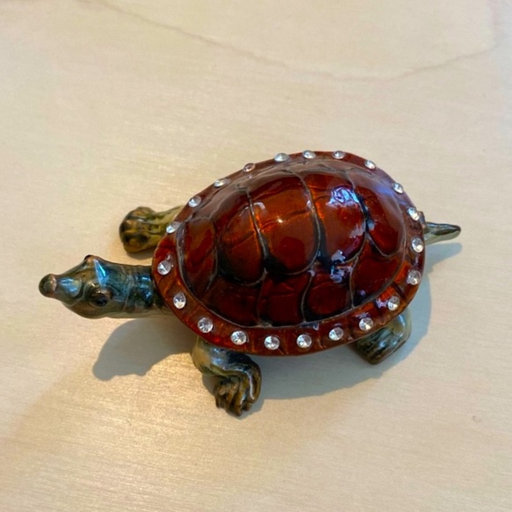 🌙Small Rhinestone Turtle Jewelry Box